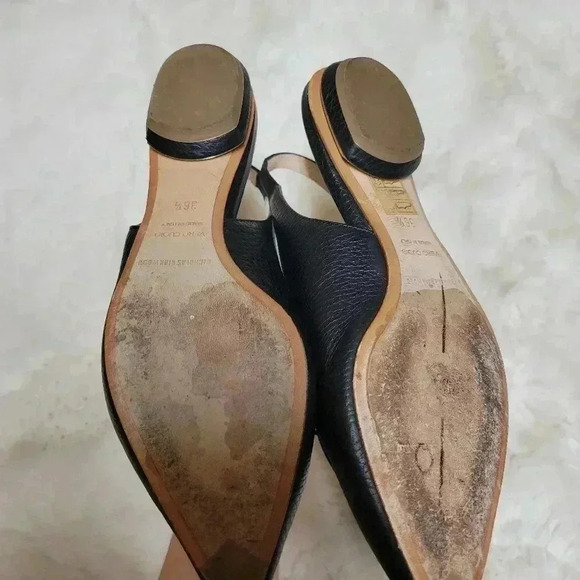 Nicholas Kirkwood Beya Pointed Toe Slingback Pumps Black Leather Flats 3… - Picture 5 of 9